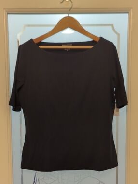 Banana Republic Navy Short Sleeve Boatneck Tee